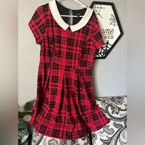 Torrid Red and Black Plaid Dress with White Collar